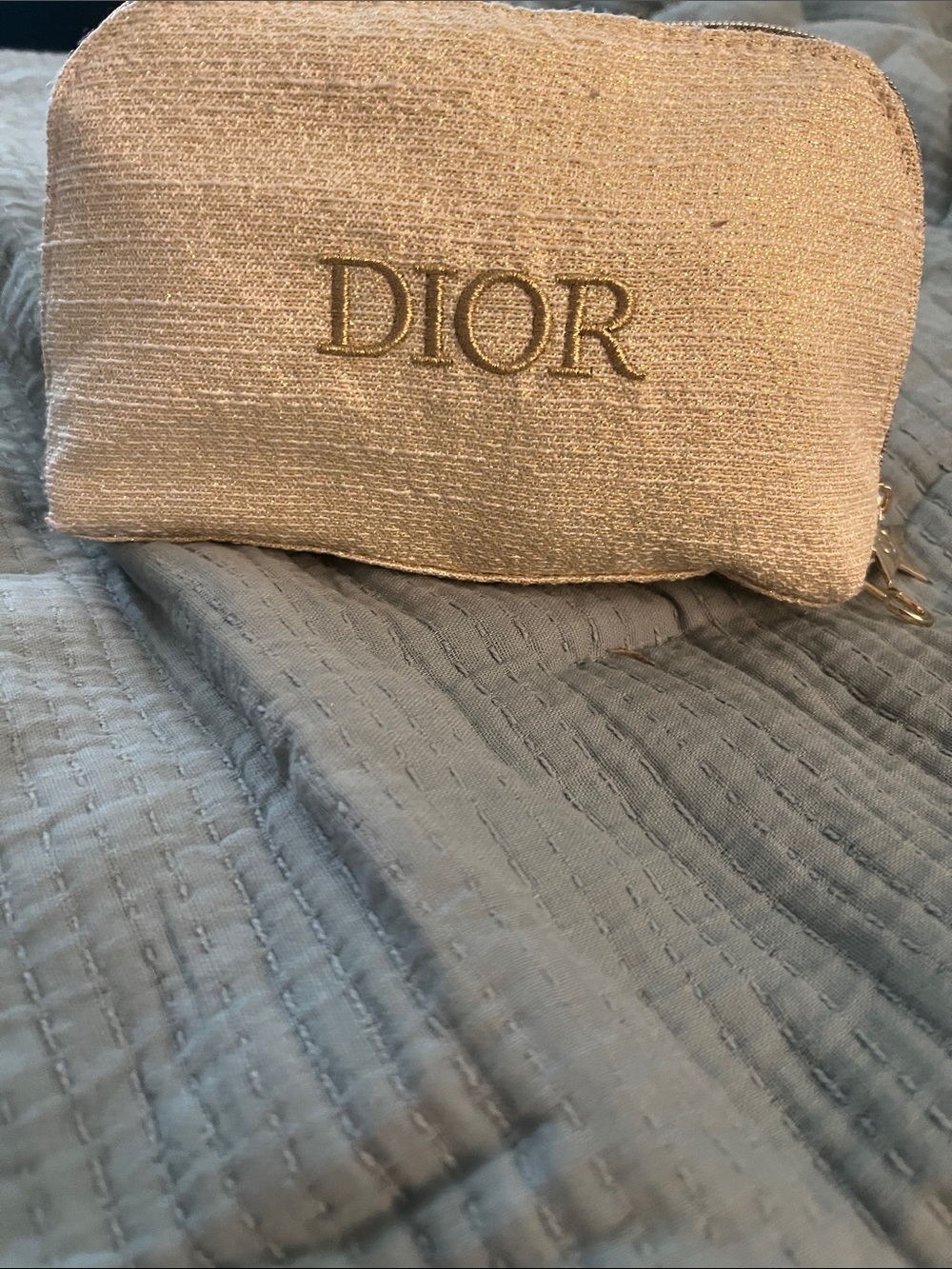 Dior Metallic Gold Cosmetic Pouch with Assorted skin care/makeup - Picture 10 of 11